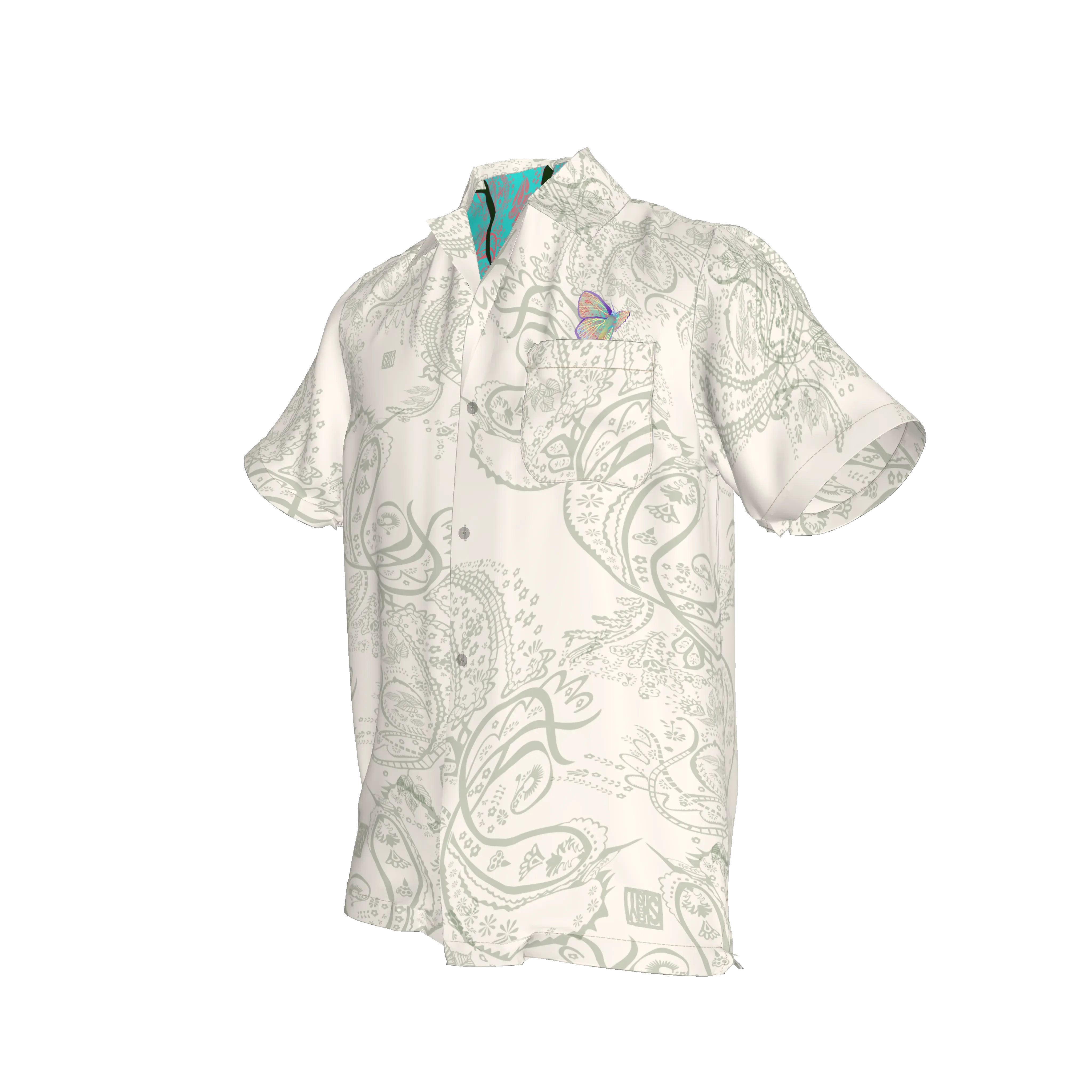 Blue Morpho Men’s pullover shirt with exclusive Shoosty designs - Wearable Fine Art by Shoosty