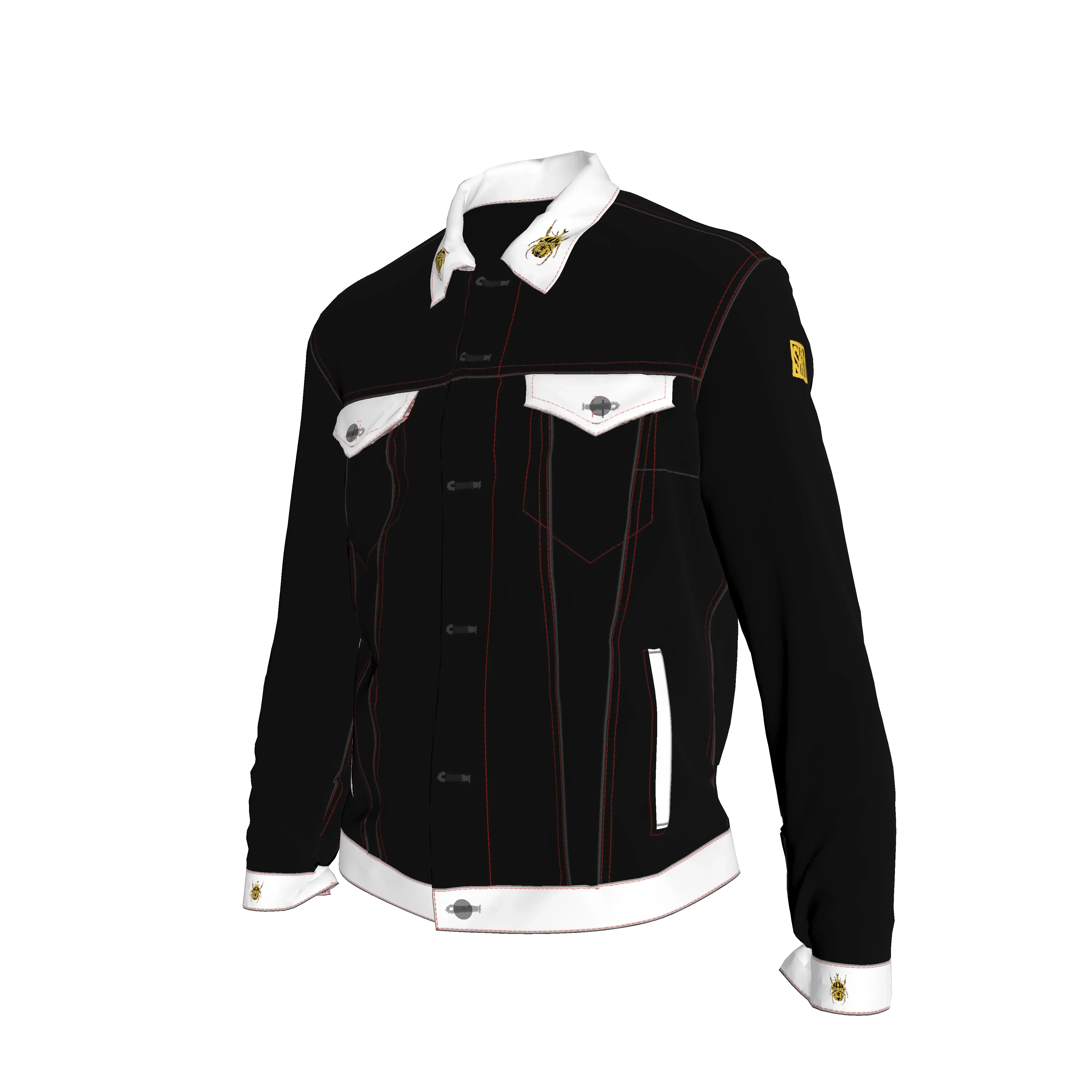 Shoosty Tandy Showman's Jacket Black with White Trim - Wearable Fine Art by Shoosty