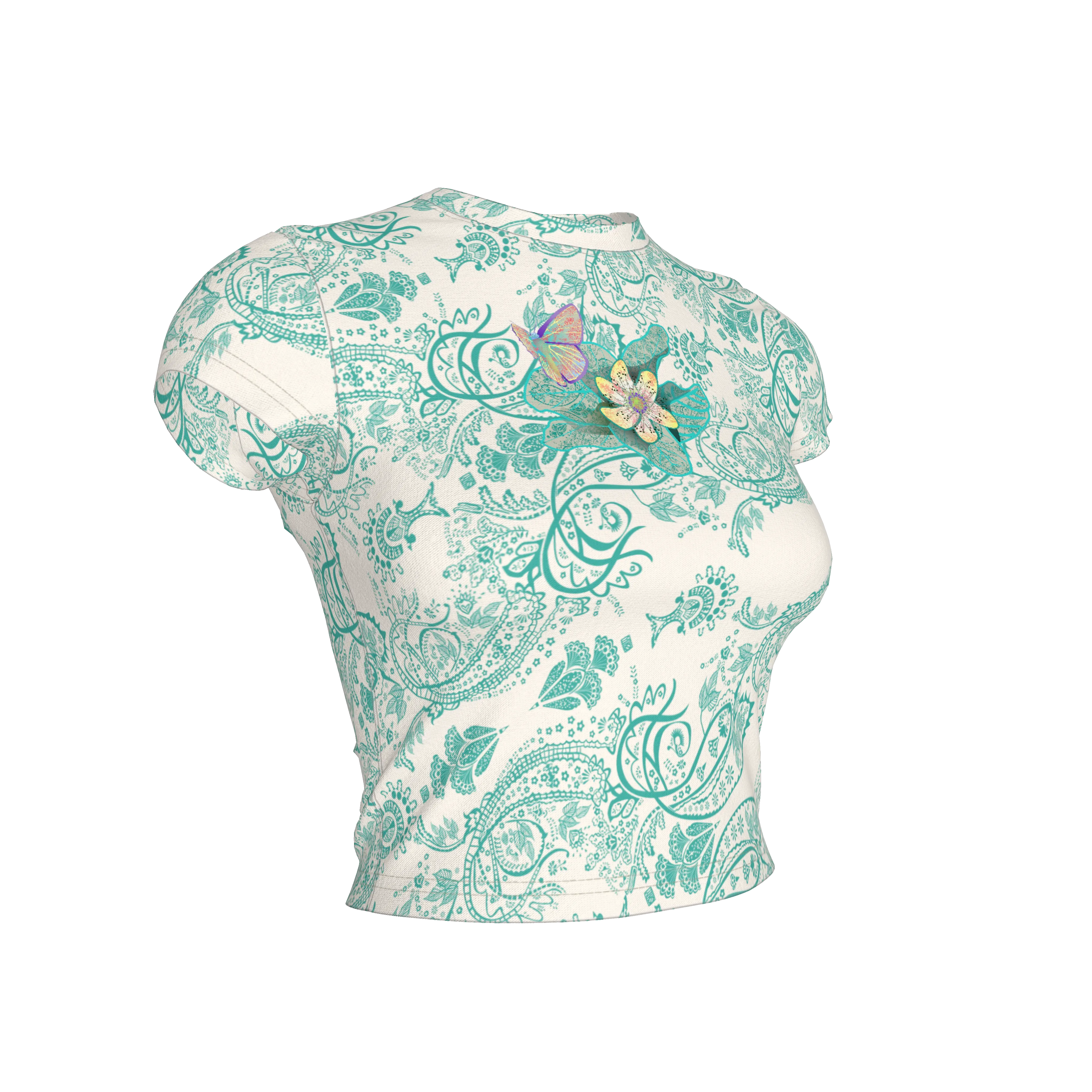 Blue Morpho Dreamscape Crop Top – Limited Edition Shoosty Bugs "Art Infestation" Museum Series - Wearable Fine Art by Shoosty