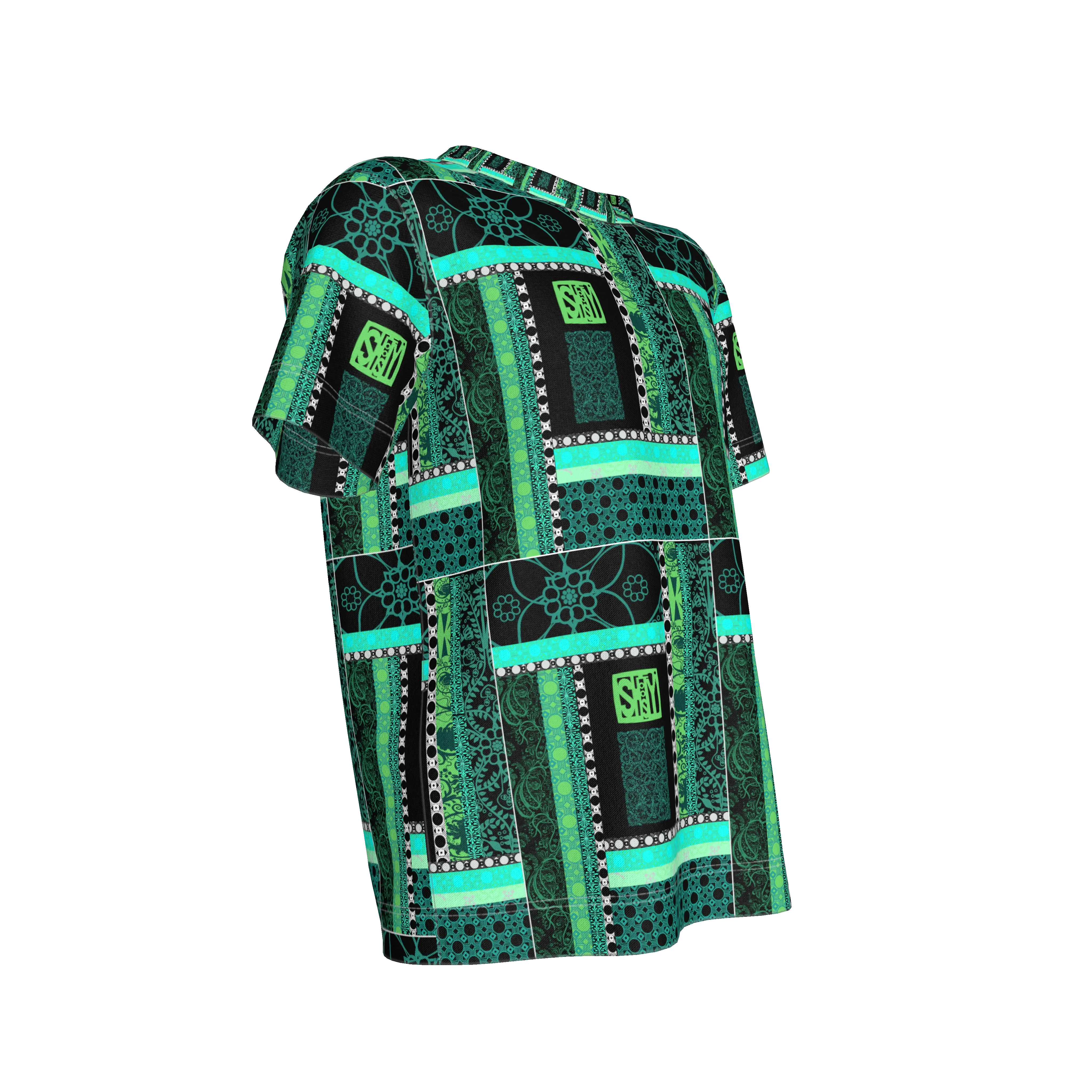 Green Patterned Children’s T-Shirt - Wearable Fine Art by Shoosty