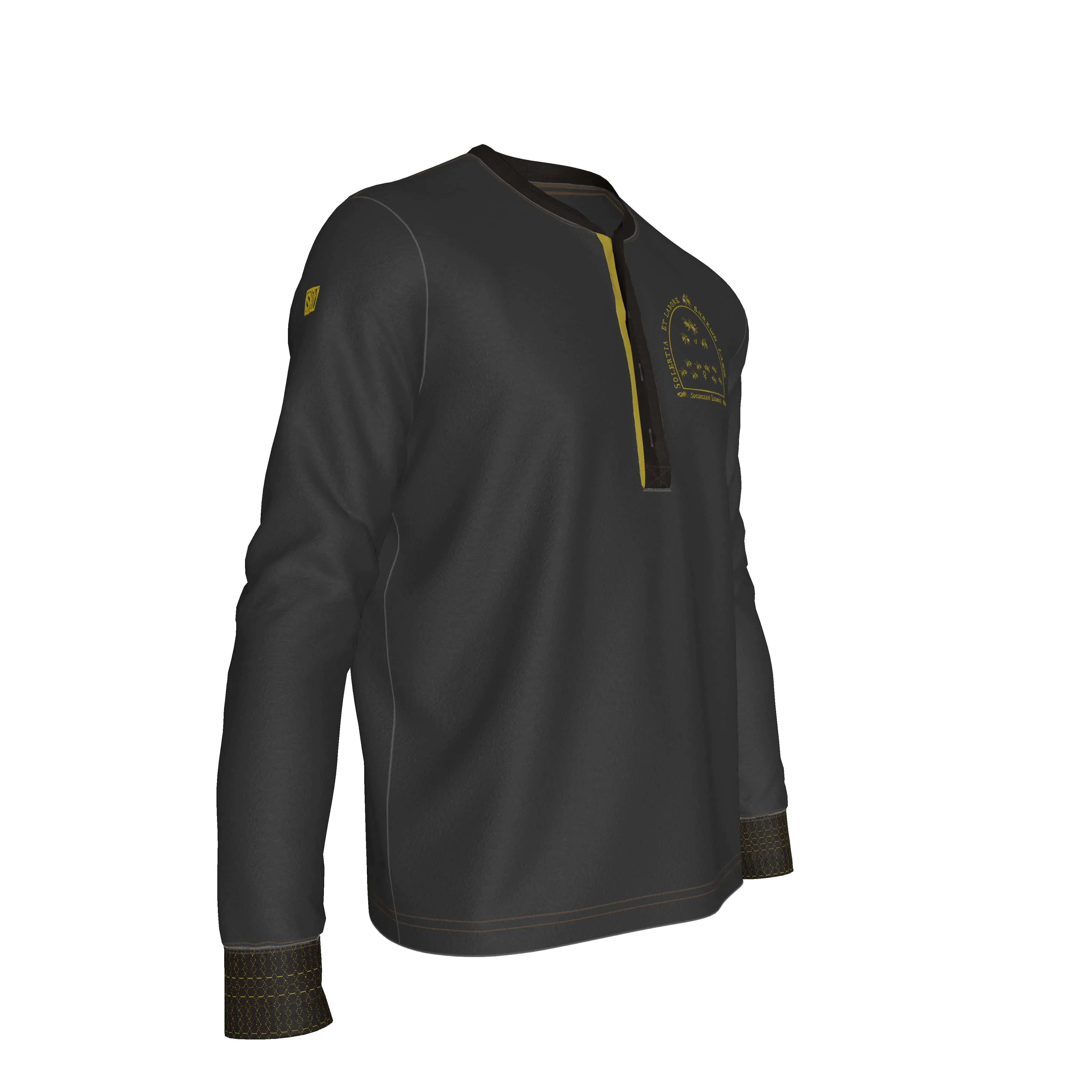 Bee Hierarchy Long Sleeve Henley T-Shirt – Limited Edition Shoosty Artist Series - Wearable Fine Art by Shoosty