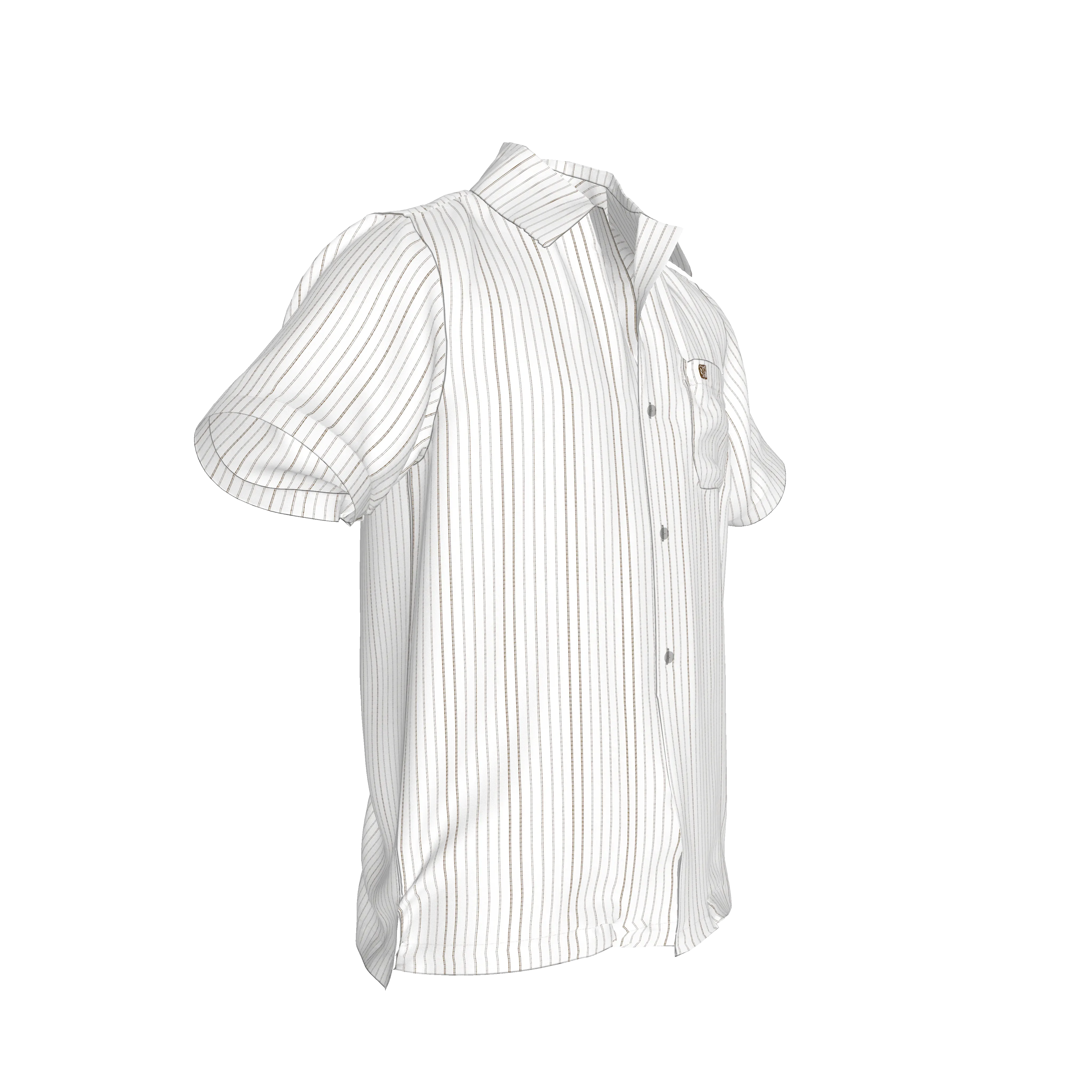 White on Black Trim Pinstripe on Short Sleeve Men’s Shirt with Collar - Wearable Fine Art by Shoosty