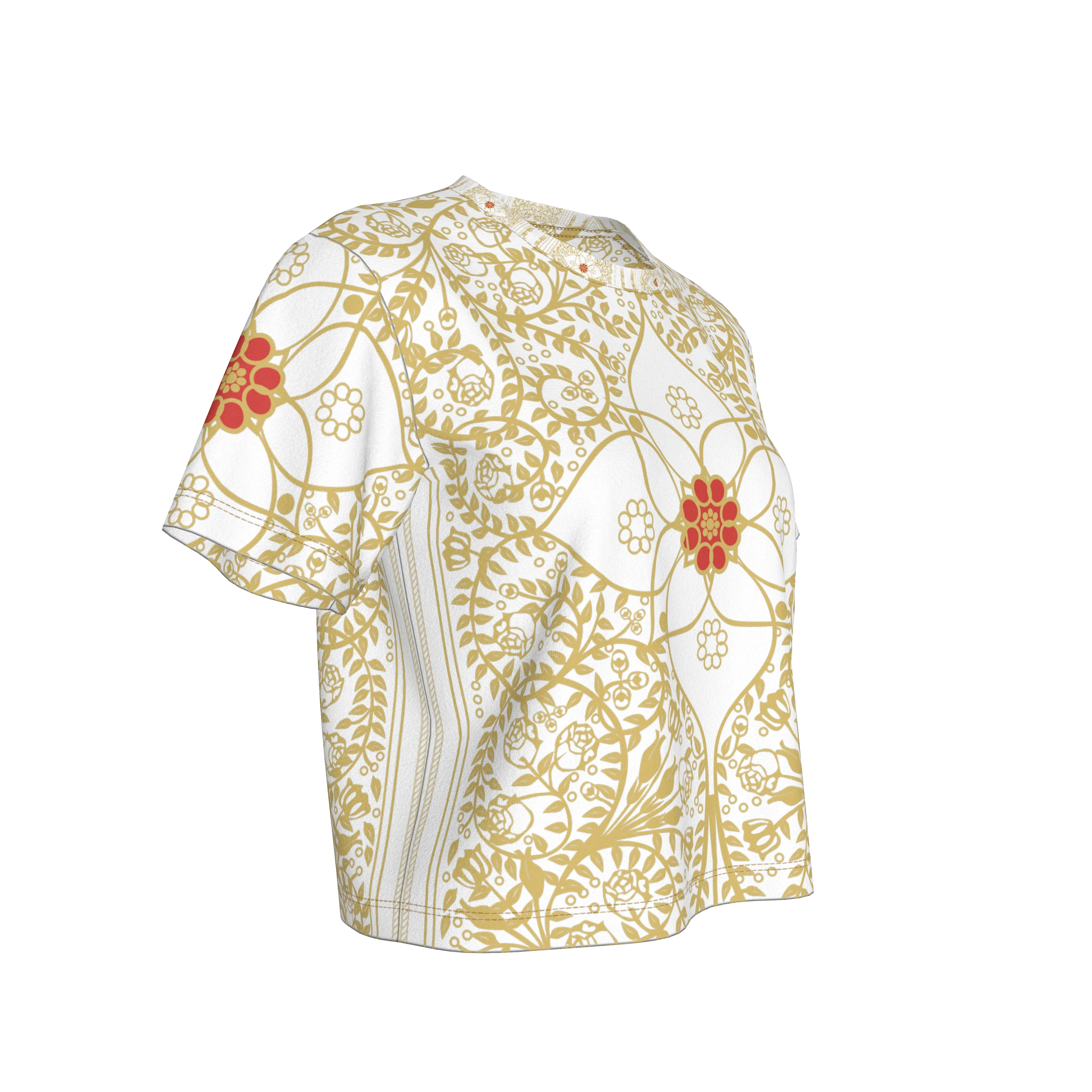 Star Flower Boxy Premium Women’s Cropped T-Shirt - Wearable Fine Art by Shoosty