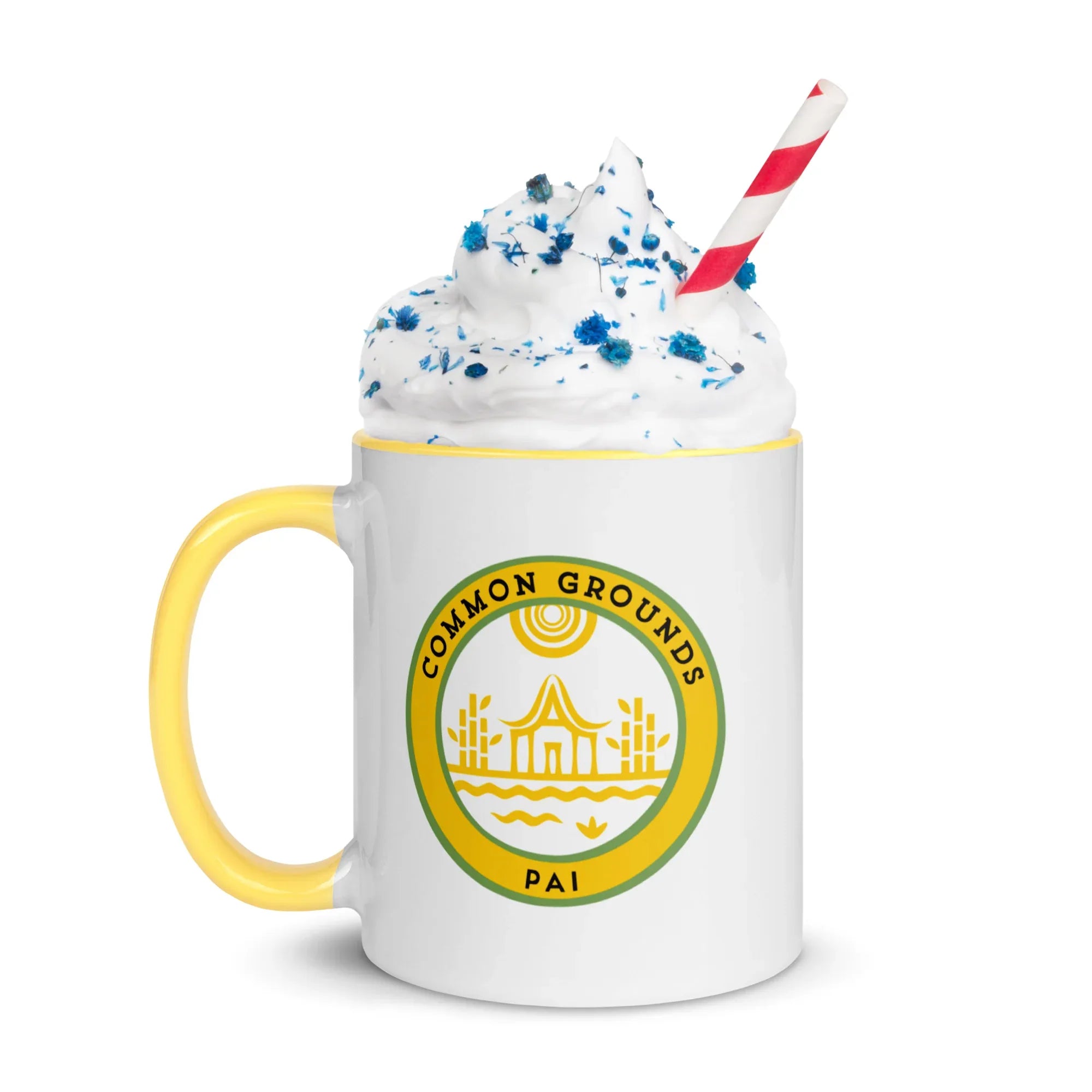 Common_Grounds_Mug with Color Inside Yellow - Wearable Fine Art by Shoosty