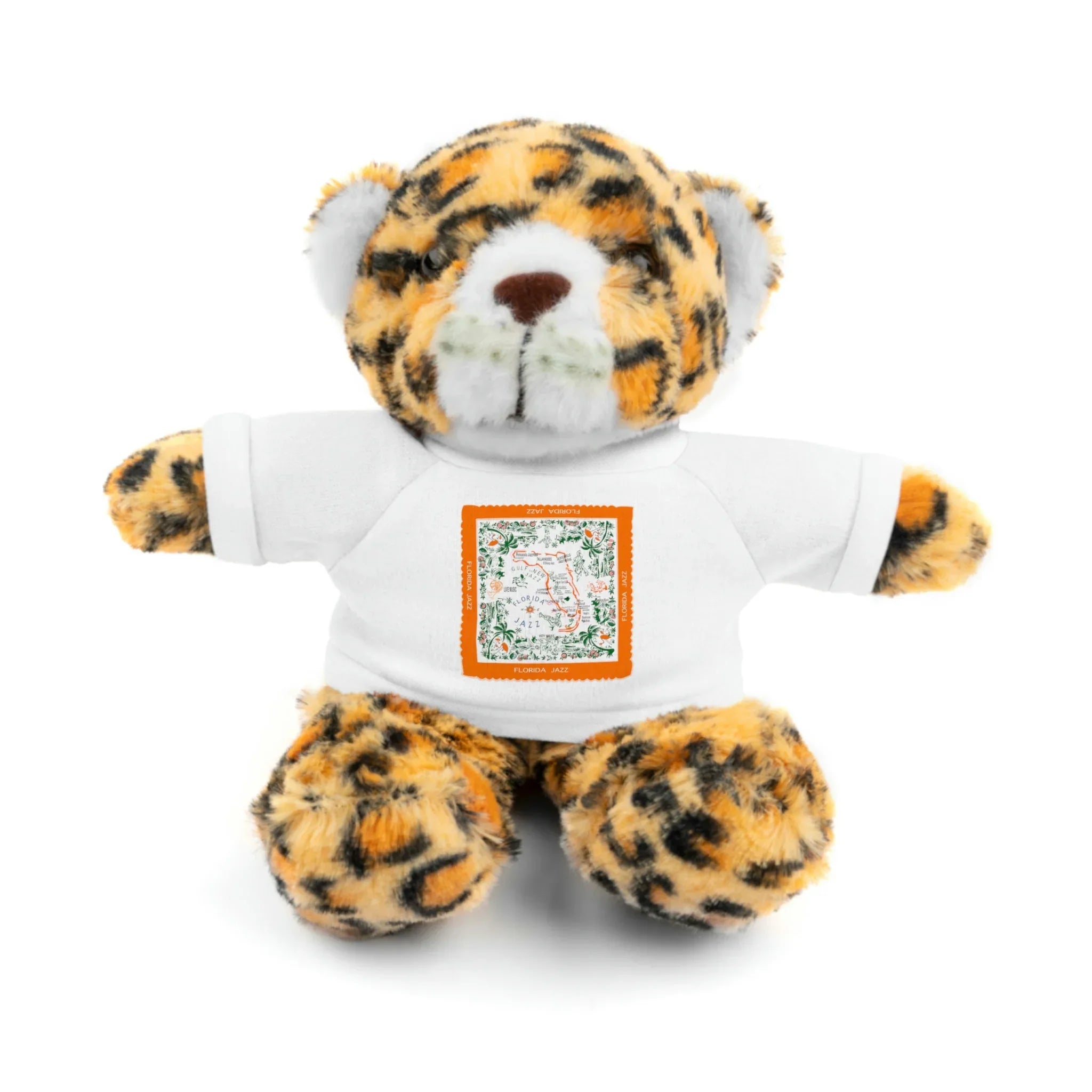 Stuffed Animals with Tee White Jaguar 8" - Wearable Fine Art by Shoosty