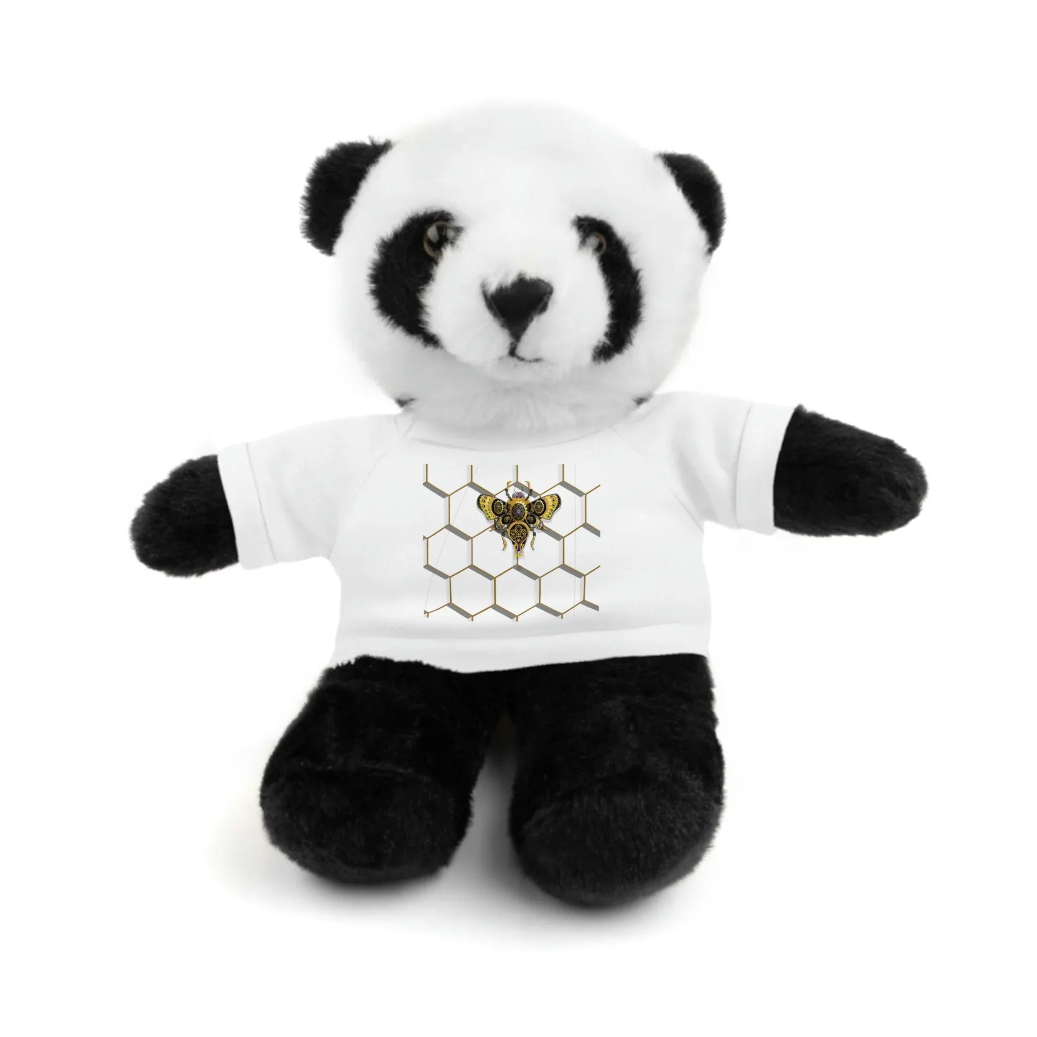 Steampunk Bumblebee Stuffed Animals with Tee White Panda 8" - Wearable Fine Art by Shoosty
