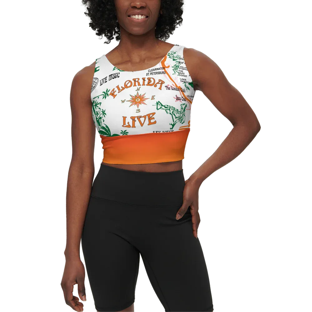 Women’s Longline V-Shape-Back Sports Bra - Wearable Fine Art by Shoosty