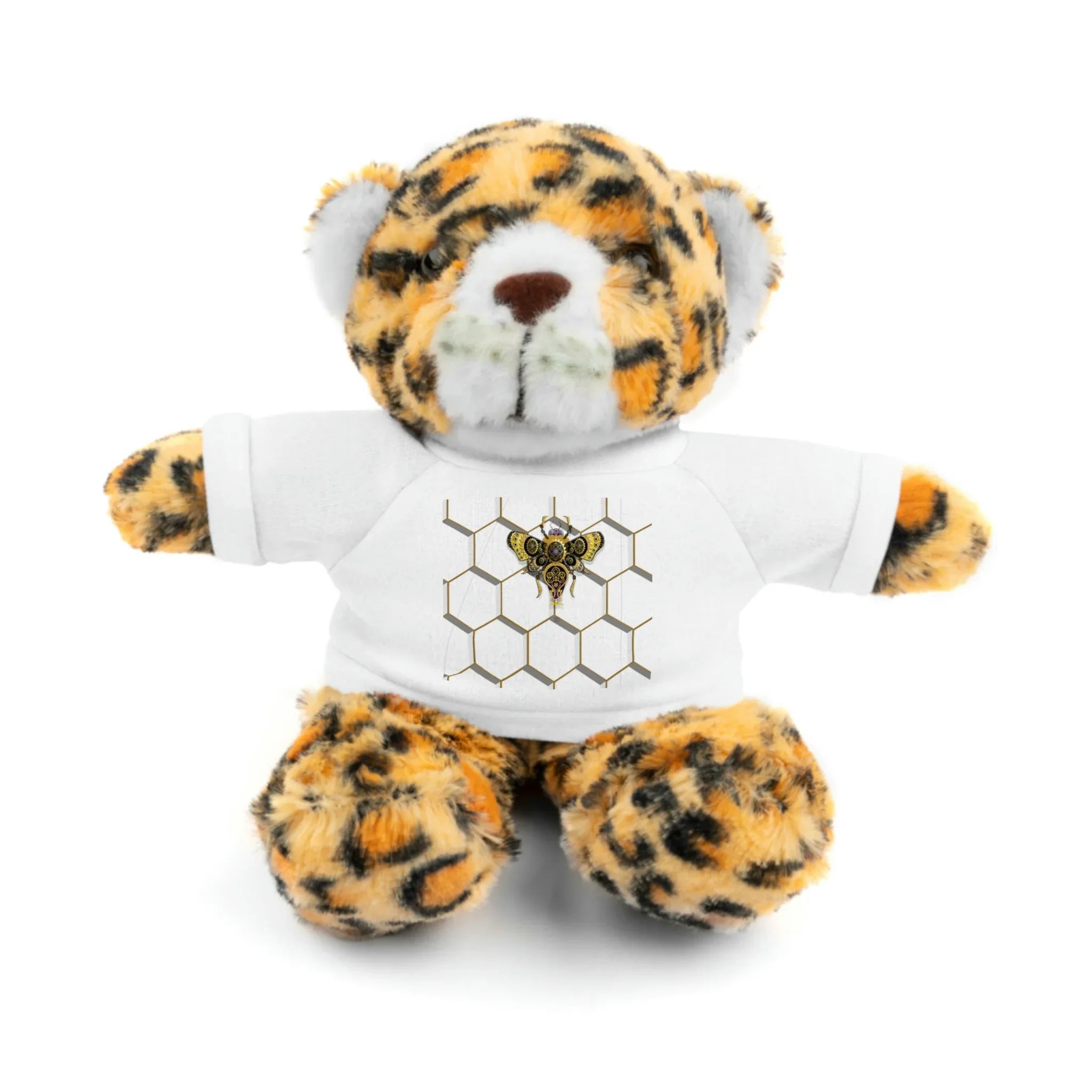 Steampunk Bumblebee Stuffed Animals with Tee White Jaguar 8" - Wearable Fine Art by Shoosty